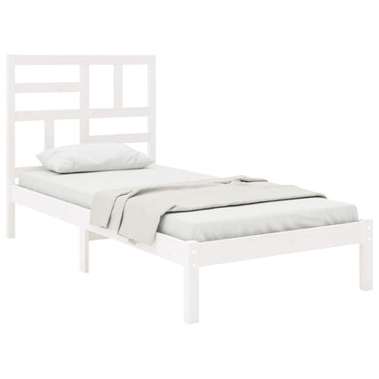 vidaXL Bed Frame | White | Solid Pine Wood, Plywood | Small Single | Durable