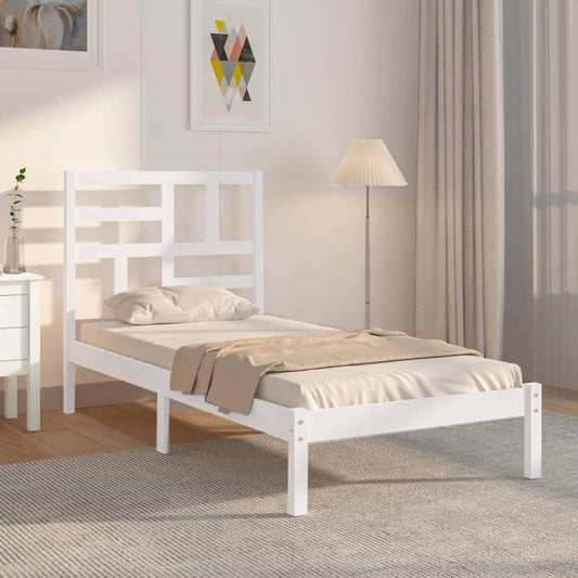 vidaXL Bed Frame | White | Solid Pine Wood, Plywood | Small Single | Durable