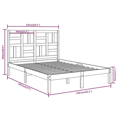 vidaXL Bed Frame without Mattress Solid Wood 135x190 cm Double