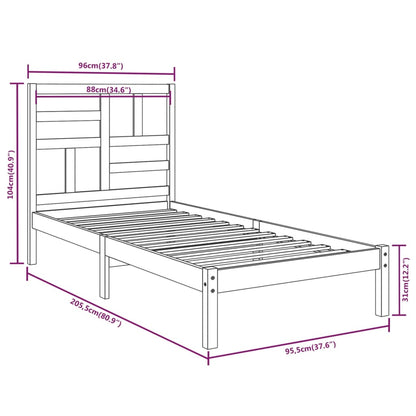 vidaXL Bed Frame | White | Solid pine wood, Plywood | Single | Modern