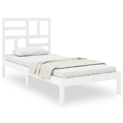vidaXL Bed Frame | White | Pine wood, Plywood | Single | Durable | Bed Frame