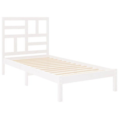 vidaXL Bed Frame | White | Pine wood, Plywood | Single | Durable | Bed Frame