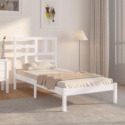 vidaXL Bed Frame | White | Pine wood, Plywood | Single | Durable | Bed Frame