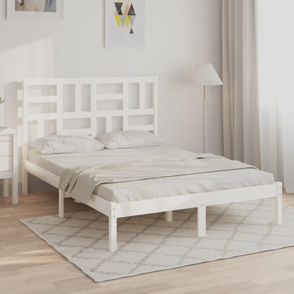 vidaXL Bed Frame | White | Solid pine wood, plywood slats | Double | Sturdy