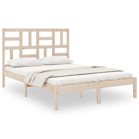 vidaXL Bed Frame | Natural Pine | Solid pine wood | Double | Durable | Bed Frame
