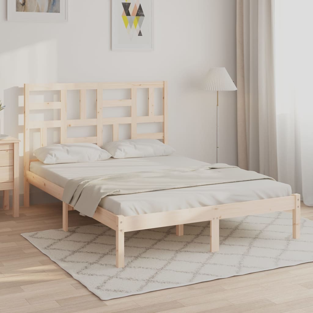 vidaXL Bed Frame | Natural Pine | Solid pine wood | Double | Durable | Bed Frame