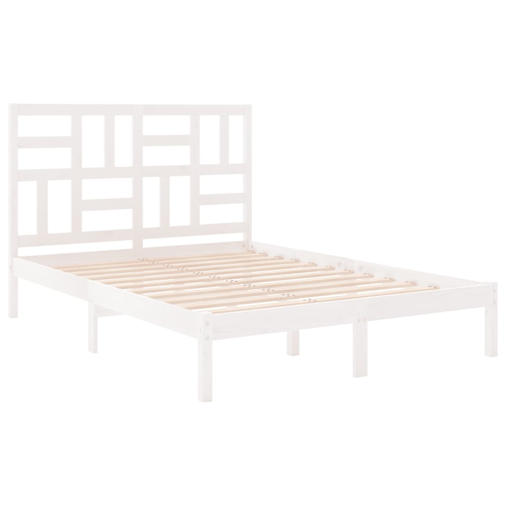 vidaXL Bed Frame without Mattress White Solid Wood 140x200 cm