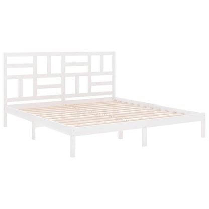 vidaXL Bed Frame without Mattress White Solid Wood 180x200 cm Super King