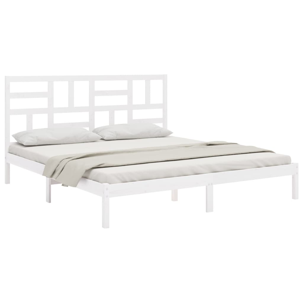 vidaXL Bed Frame | White | Solid Pine Wood | Double | Bed Frame | Rectangular