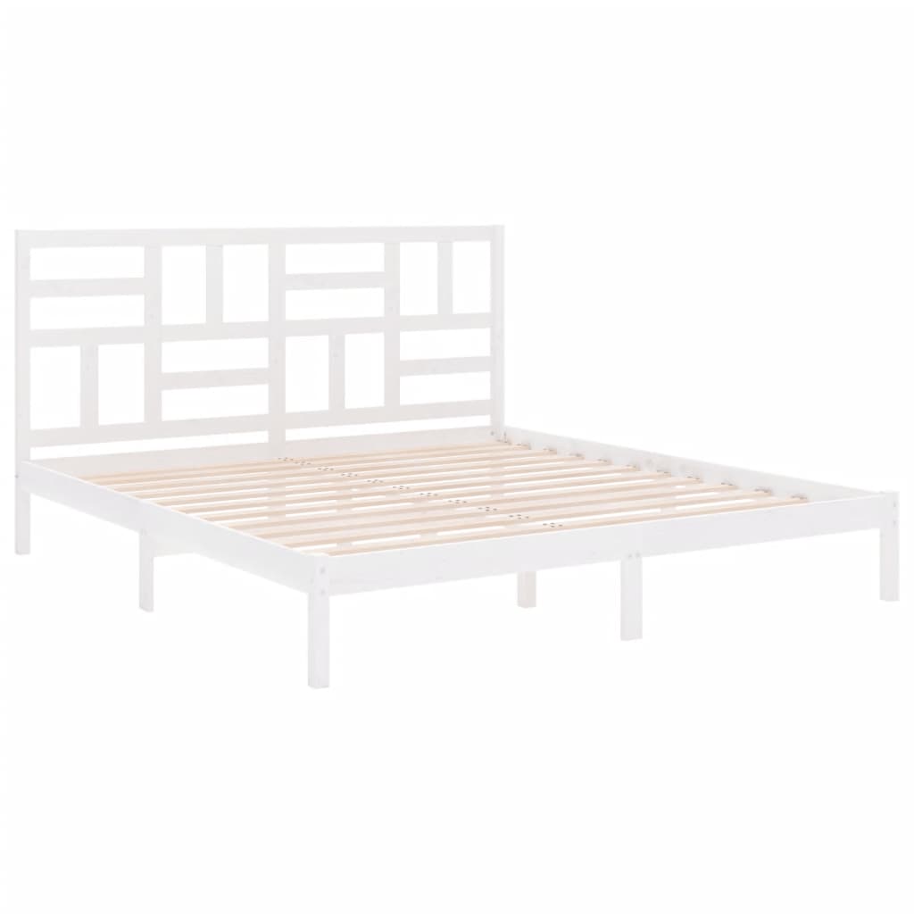 vidaXL Bed Frame | White | Solid Pine Wood | Double | Bed Frame | Rectangular
