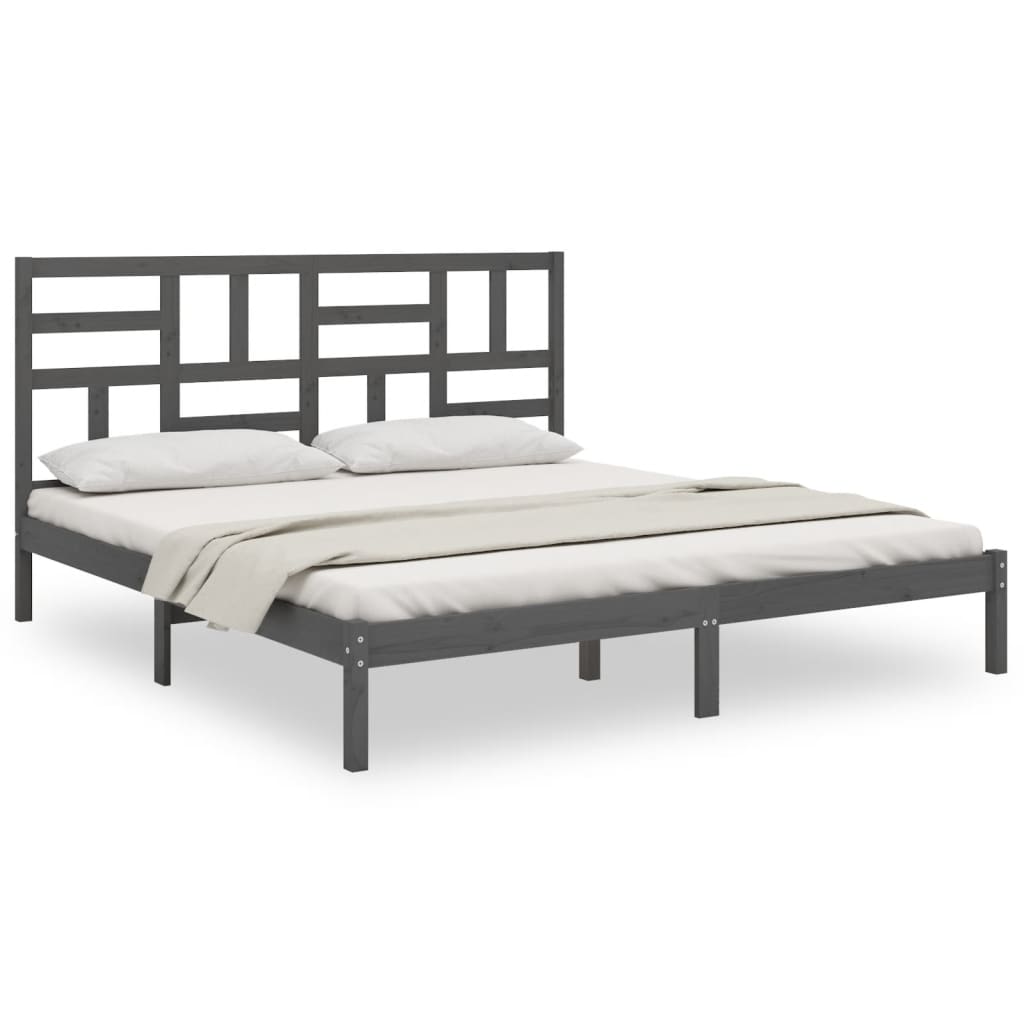 vidaXL Bed Frame without Mattress Grey Solid Wood 200x200 cm