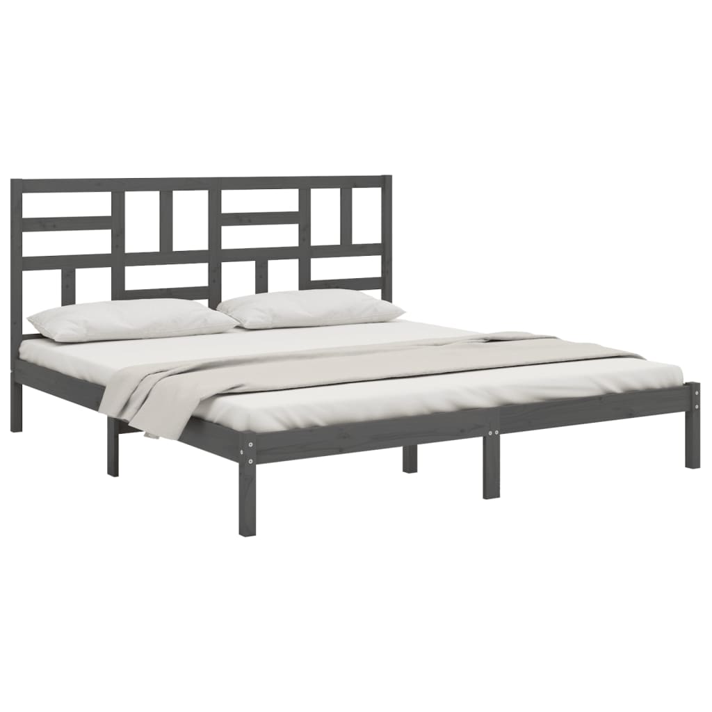 vidaXL Bed Frame without Mattress Grey Solid Wood 200x200 cm