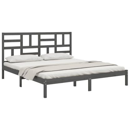vidaXL Bed Frame without Mattress Grey Solid Wood 200x200 cm
