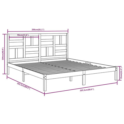 vidaXL Bed Frame without Mattress Grey Solid Wood 200x200 cm