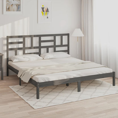 vidaXL Bed Frame without Mattress Grey Solid Wood 200x200 cm