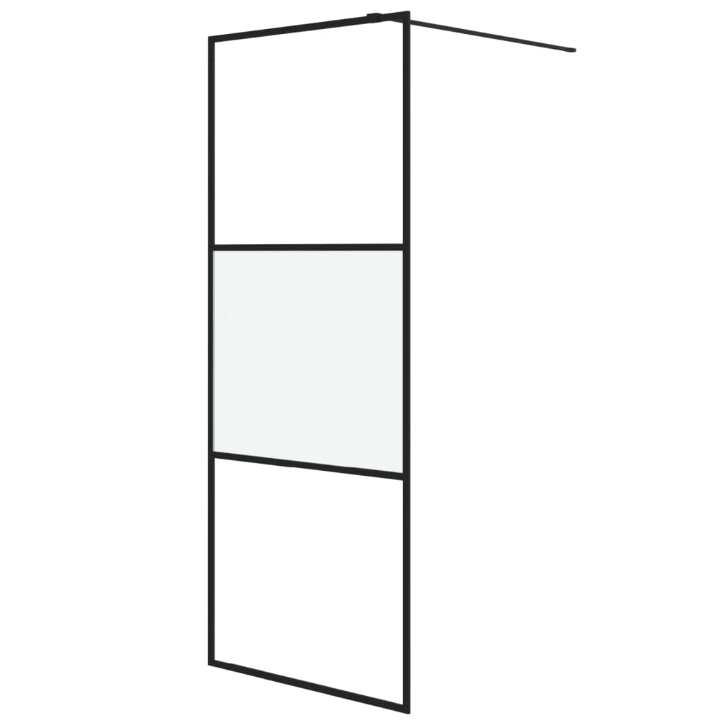 vidaXL Walk-in Shower Wall Black 80x195 cm Half Frosted ESG Glass