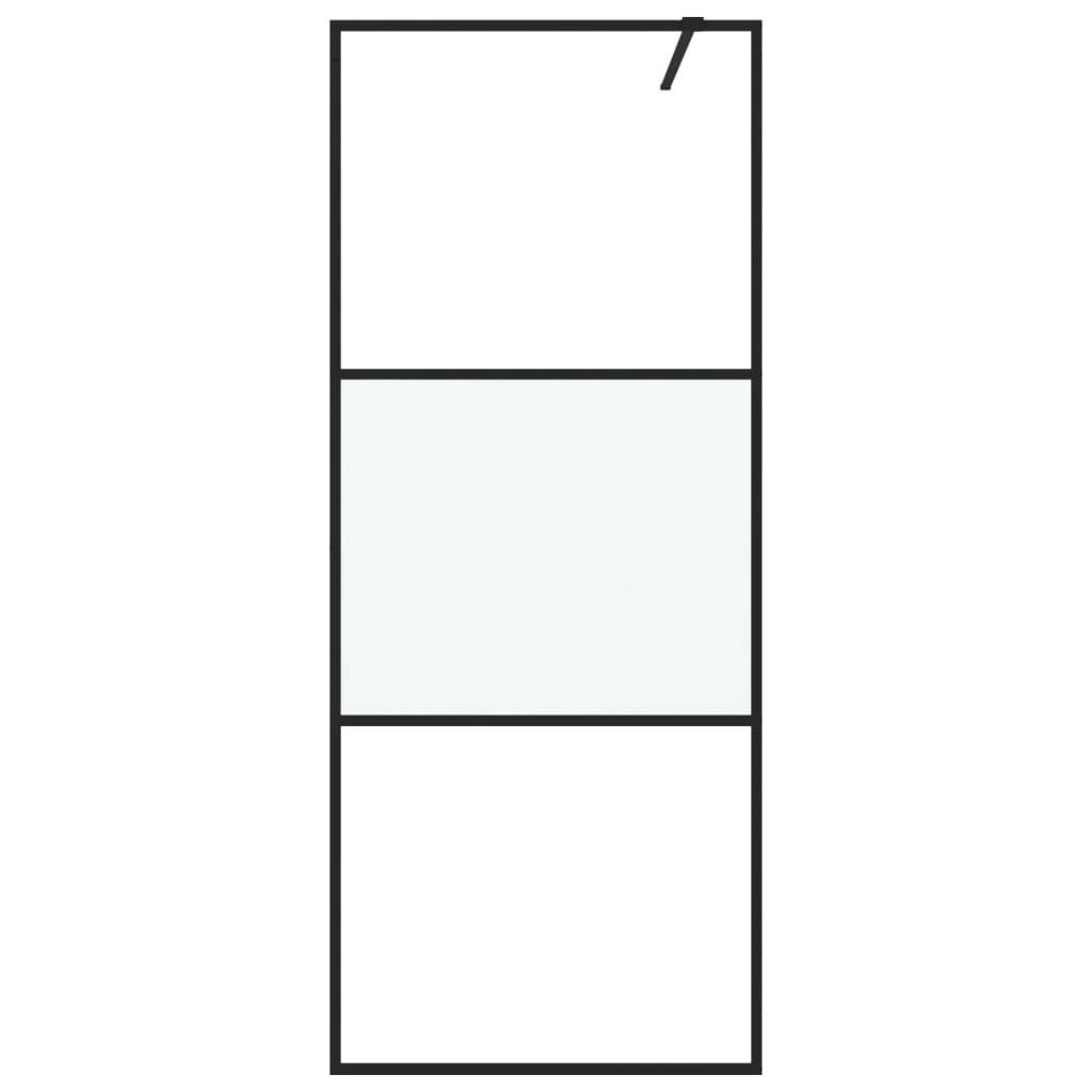 vidaXL Walk-in Shower Wall Black 80x195 cm Half Frosted ESG Glass