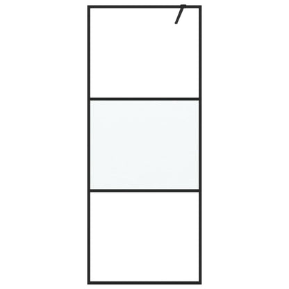 vidaXL Walk-in Shower Wall Black 80x195 cm Half Frosted ESG Glass