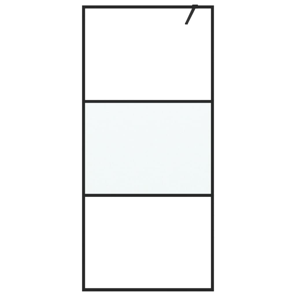 vidaXL Walk-in Shower Wall Black 90x195 cm Half Frosted ESG Glass