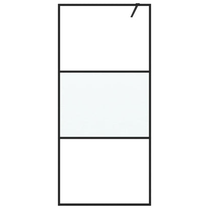 vidaXL Walk-in Shower Wall Black 90x195 cm Half Frosted ESG Glass