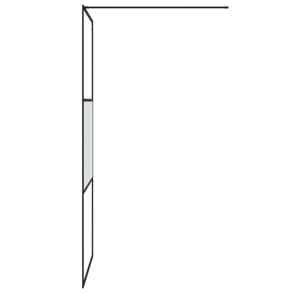 vidaXL Walk-in Shower Wall Black 90x195 cm Half Frosted ESG Glass