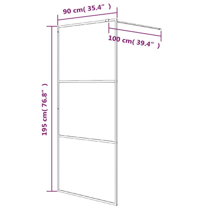 vidaXL Walk-in Shower Wall Black 90x195 cm Half Frosted ESG Glass