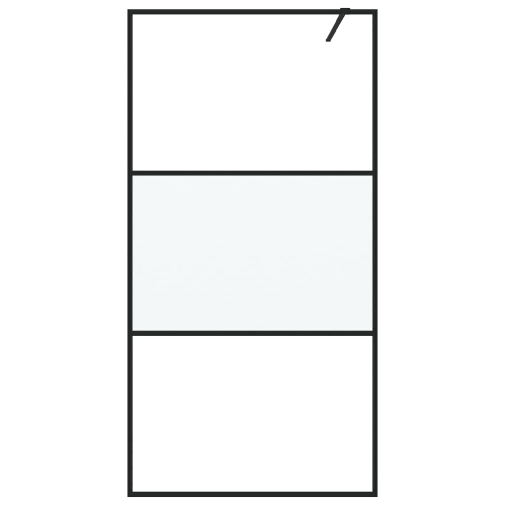 vidaXL Walk-in Shower Wall Black 100x195 cm Half Frosted ESG Glass