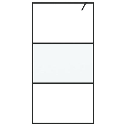 vidaXL Walk-in Shower Wall Black 100x195 cm Half Frosted ESG Glass