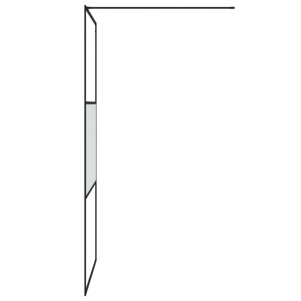 vidaXL Walk-in Shower Wall Black 100x195 cm Half Frosted ESG Glass