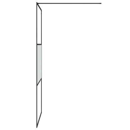 vidaXL Walk-in Shower Wall Black 100x195 cm Half Frosted ESG Glass