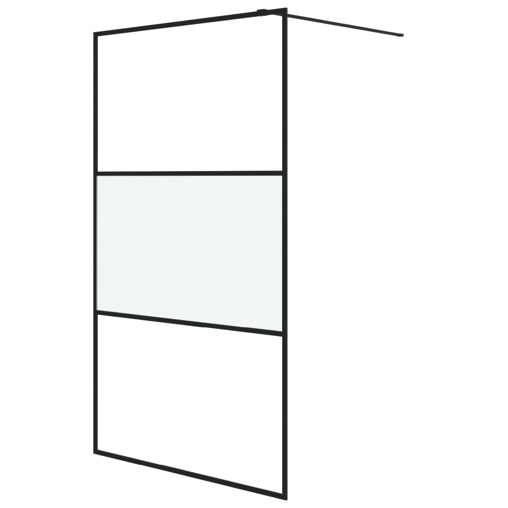 vidaXL Walk-in Shower Wall Black 115x195 cm Half Frosted ESG Glass