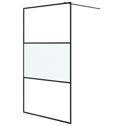 vidaXL Walk-in Shower Wall Black 115x195 cm Half Frosted ESG Glass