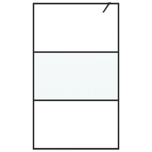 vidaXL Walk-in Shower Wall Black 115x195 cm Half Frosted ESG Glass