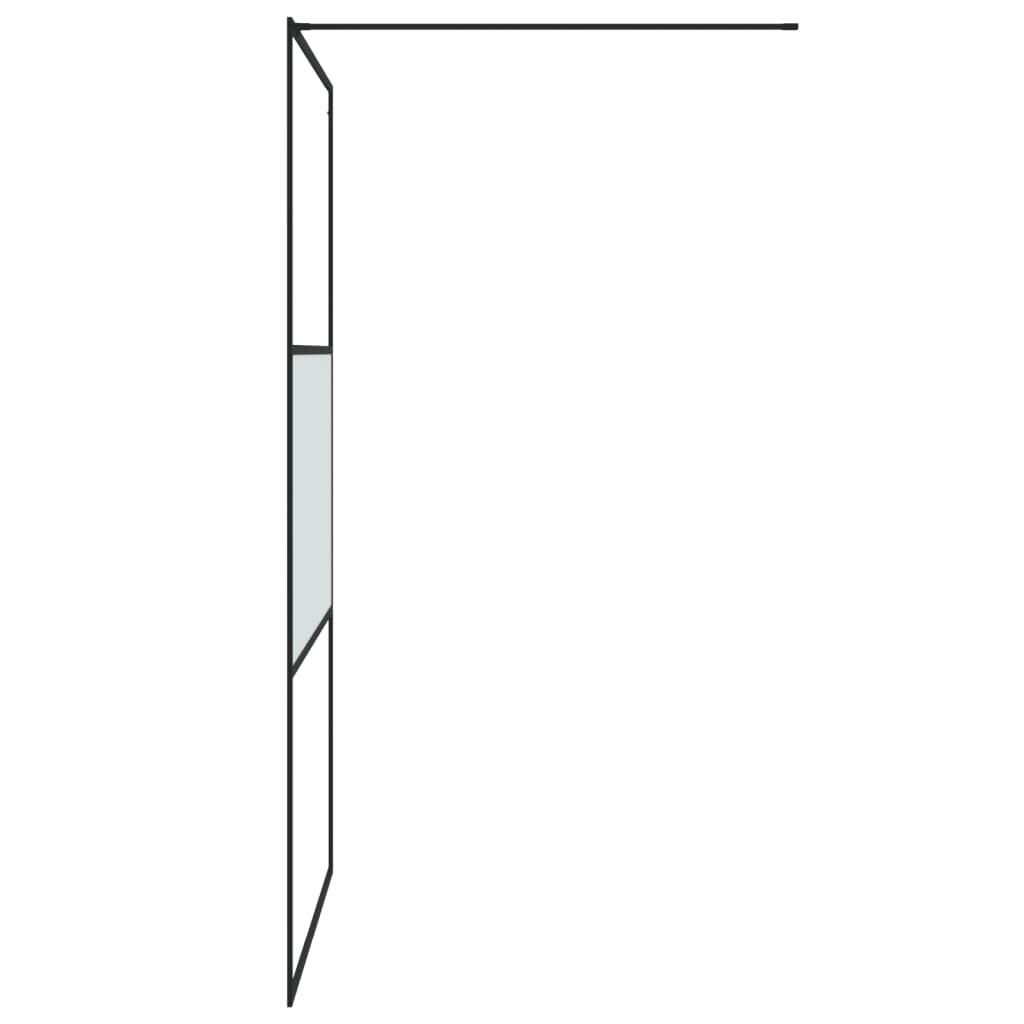 vidaXL Walk-in Shower Wall Black 115x195 cm Half Frosted ESG Glass