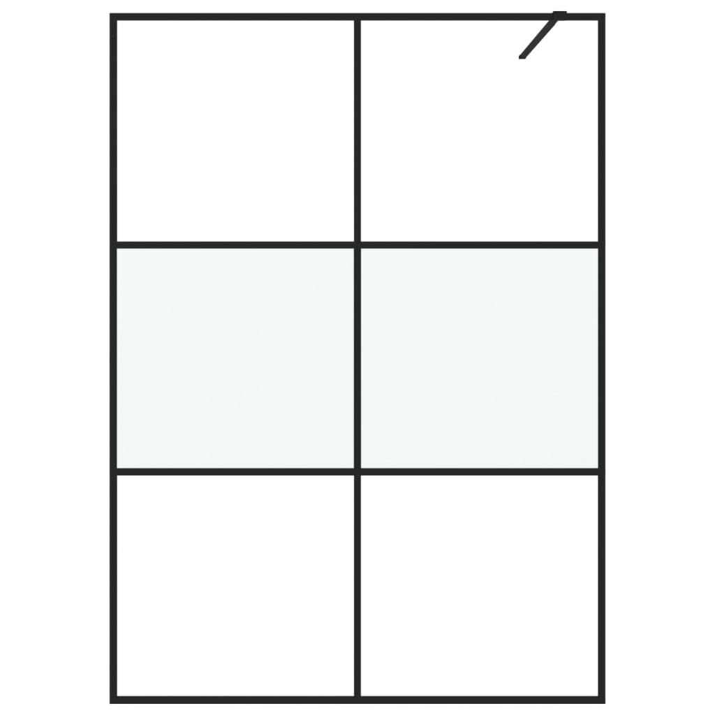 vidaXL Walk-in Shower Wall Black 140x195 cm Half Frosted ESG Glass