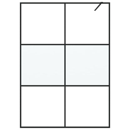 vidaXL Walk-in Shower Wall Black 140x195 cm Half Frosted ESG Glass