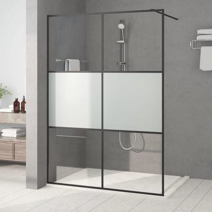 vidaXL Walk-in Shower Wall Black 140x195 cm Half Frosted ESG Glass