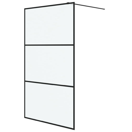 vidaXL Walk-in Shower Wall Black 115x195 cm Frosted ESG Glass