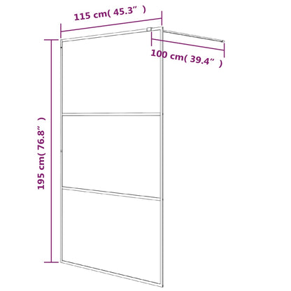 vidaXL Walk-in Shower Wall Black 115x195 cm Frosted ESG Glass