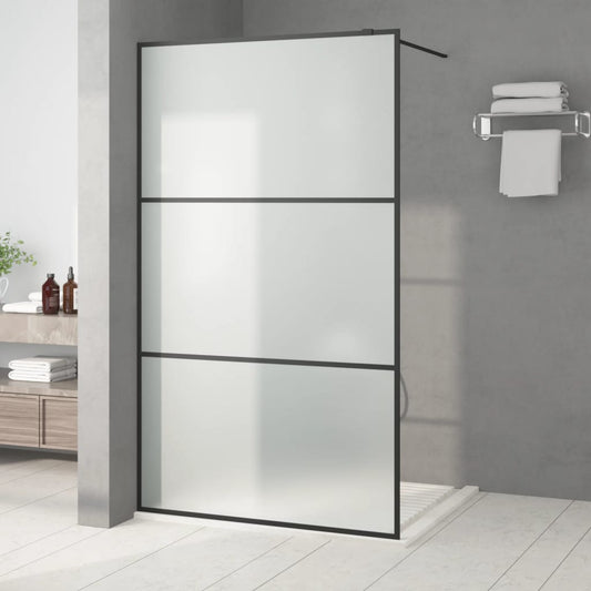 vidaXL Walk-in Shower Wall Black 115x195 cm Frosted ESG Glass