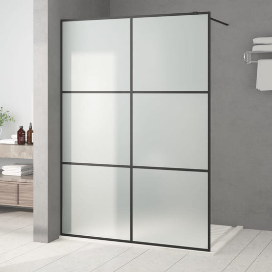 vidaXL Walk-in Shower Wall Black 140x195 cm Frosted ESG Glass