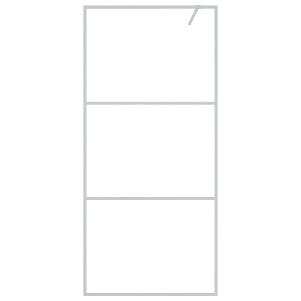 vidaXL Walk-in Shower Wall Silver 90x195 cm Clear ESG Glass