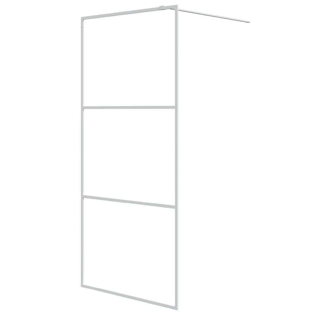 vidaXL Walk-in Shower Wall White 90x195 cm Clear ESG Glass