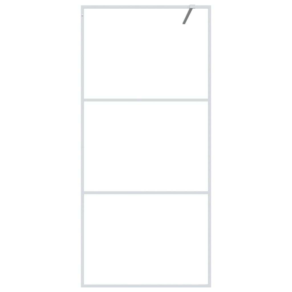 vidaXL Walk-in Shower Wall White 90x195 cm Clear ESG Glass