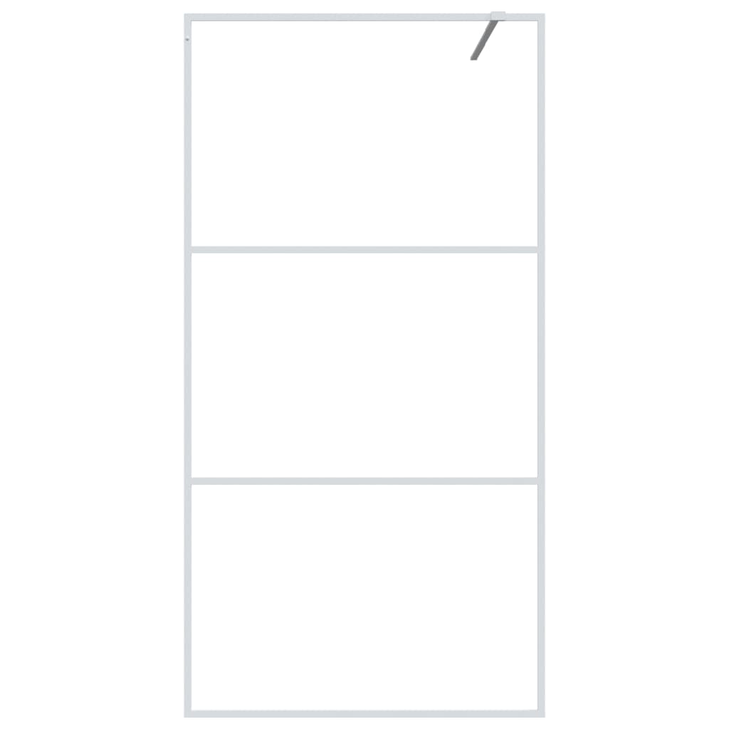 vidaXL Walk-in Shower Wall White 100x195 cm Clear ESG Glass
