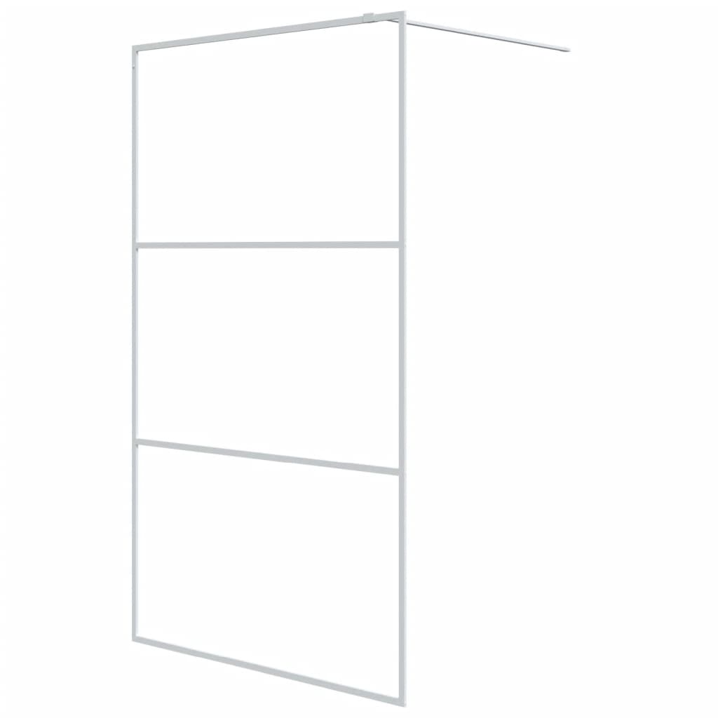 vidaXL Walk-in Shower Wall White 115x195 cm Clear ESG Glass