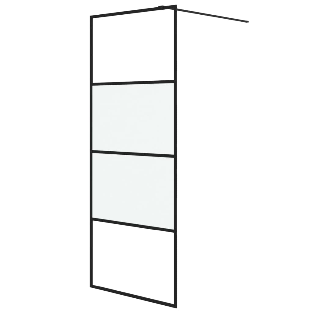 vidaXL Walk-in Shower Wall Black 80x195 cm Half Frosted ESG Glass