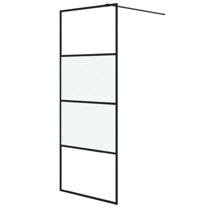vidaXL Walk-in Shower Wall Black 80x195 cm Half Frosted ESG Glass