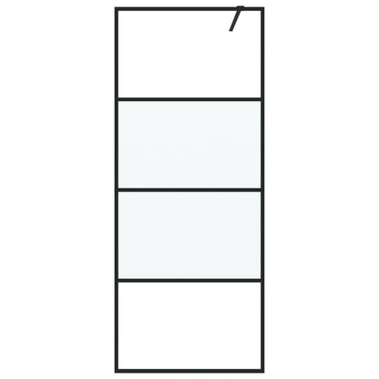 vidaXL Walk-in Shower Wall Black 80x195 cm Half Frosted ESG Glass