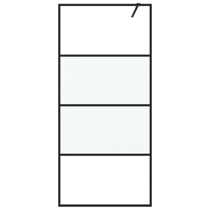 vidaXL Walk-in Shower Wall Black 90x195 cm Half Frosted ESG Glass